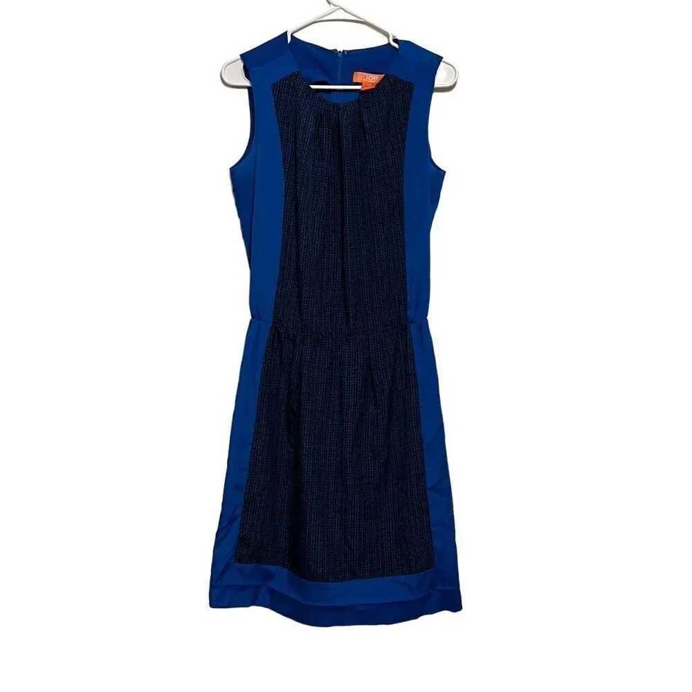 Joe Fresh For JC Penny Women's Blue Sleeveless Black Front Dress Size Small Peti